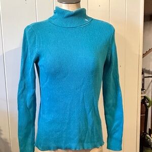 Ralph Lauren Turquoise Ribbed Turtleneck Sweater